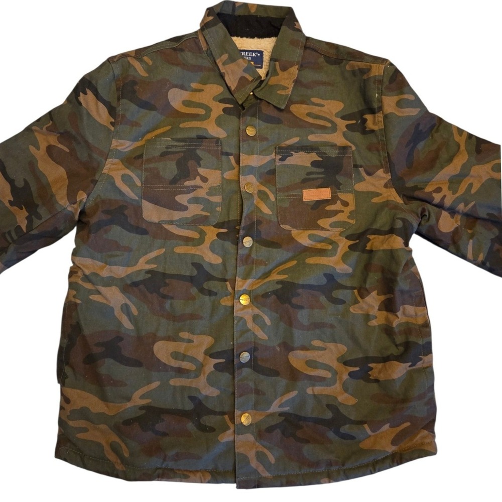 Bass Creek Outfitters Mens Camo Sherpa Lined Workwear Shirt Jacket B0453091 M